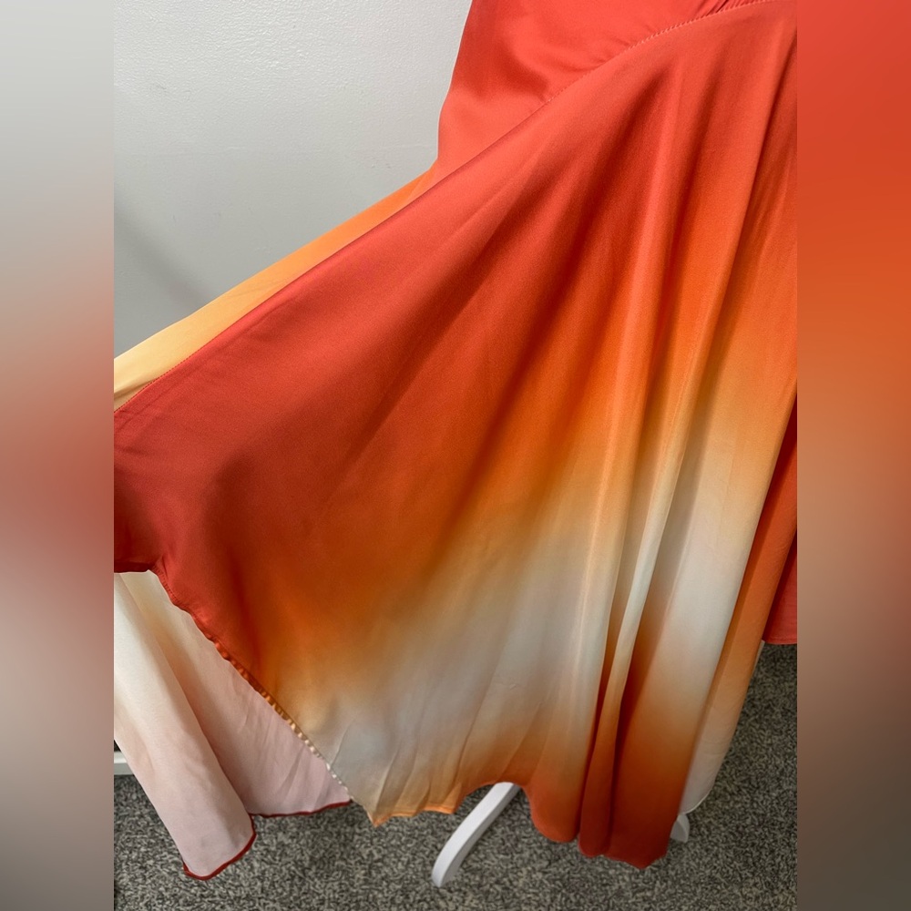 NWT MAJE Resia Ombré TIE-DYE SATIN SCARF DRESS Sz S Fit Flare maxi Party Event - Picture 6 of 14